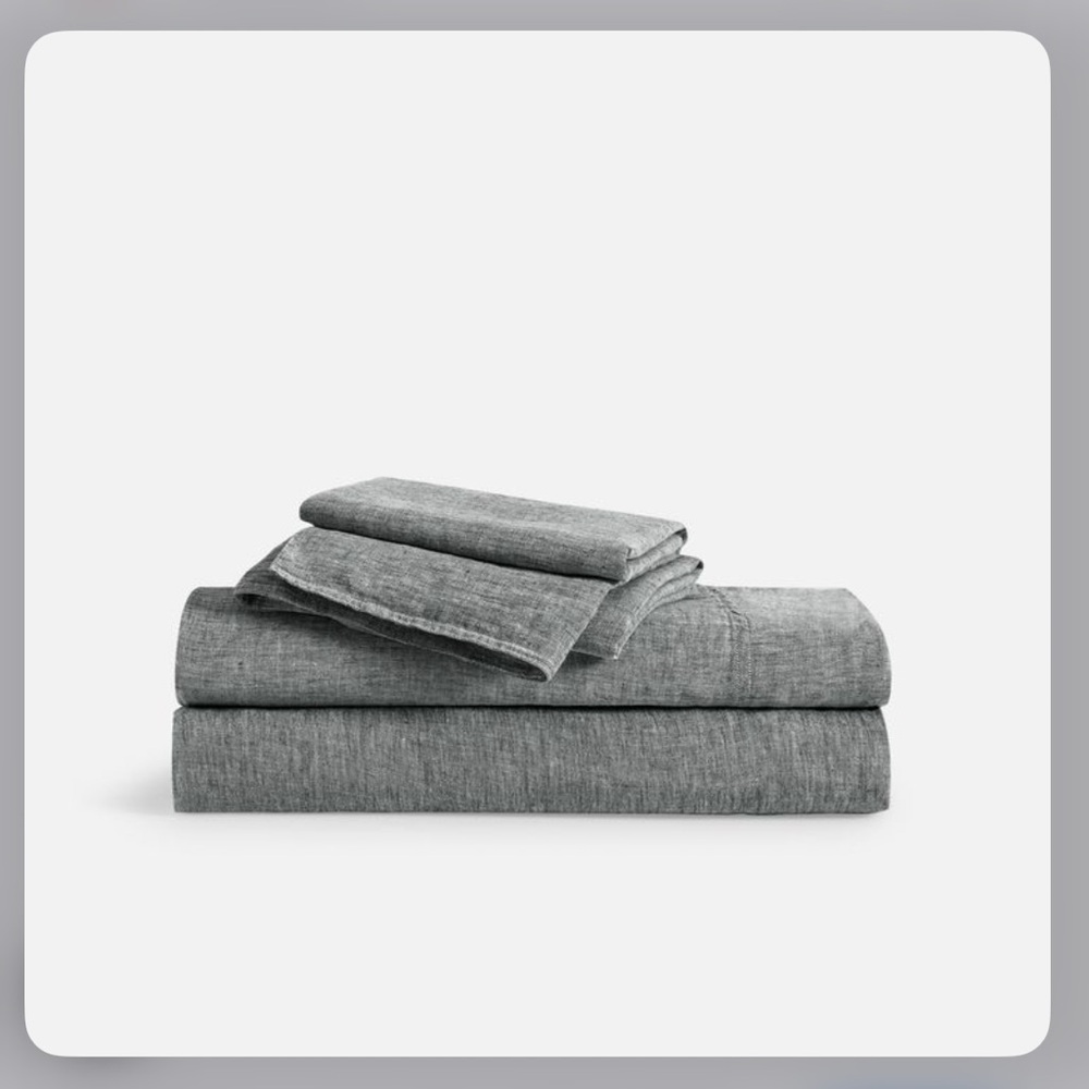 BROOKLINEN Washed Linen Sheet Set Charcoal Chambray